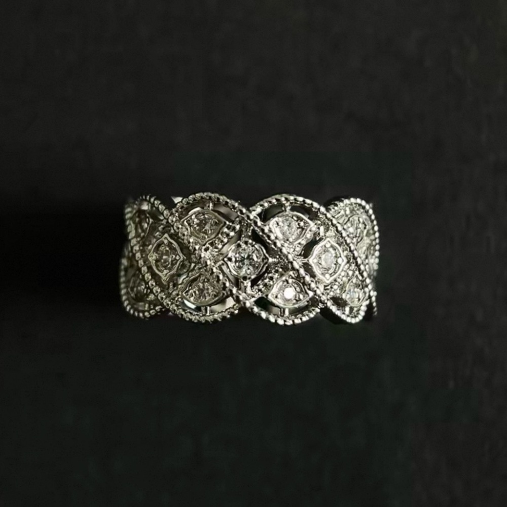 Vintage-Inspired Sterling Silver CZ Filigree Ring